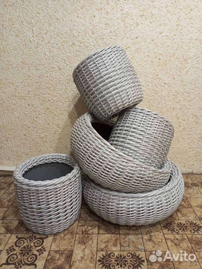 Кашпо из ротанга, в наличии и на заказ