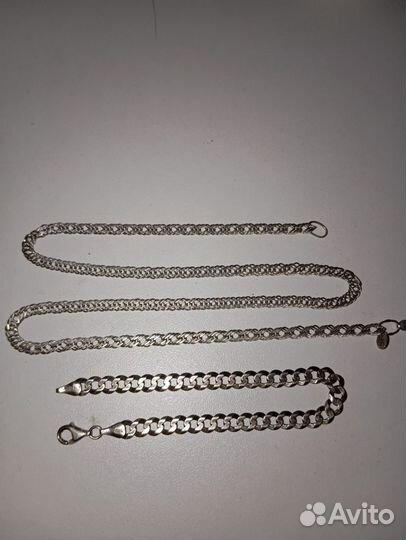Серебро 925 мужская цепь и браслет