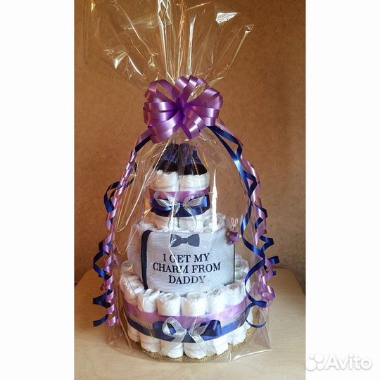 Подарок на выписку из роддома- Торт из памперсов