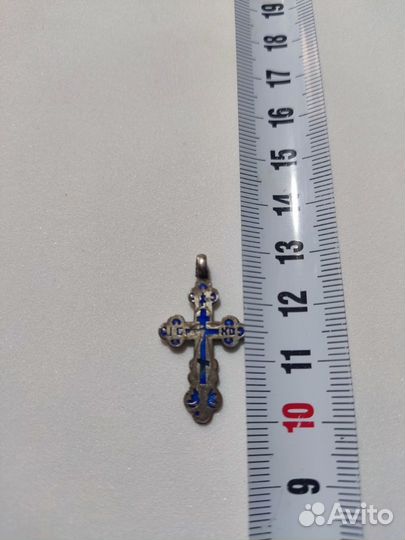 Царское серебро нательный крестик 84 пр. эмаль