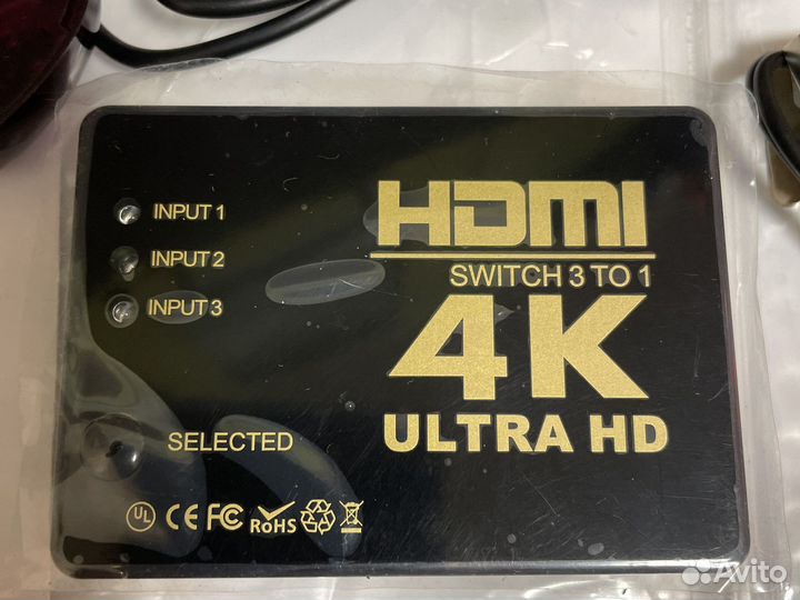 Разветвитель hdmi 4k ultra HD (3 входа, 1 выход