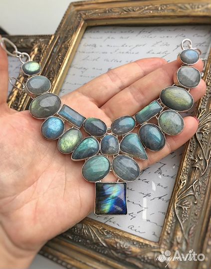 Колье Ожерелье украшение с Лабрадором/Лабрадоритом