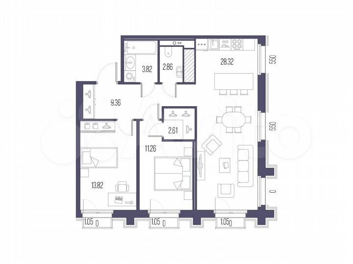 2-к. квартира, 72,1 м², 8/10 эт.