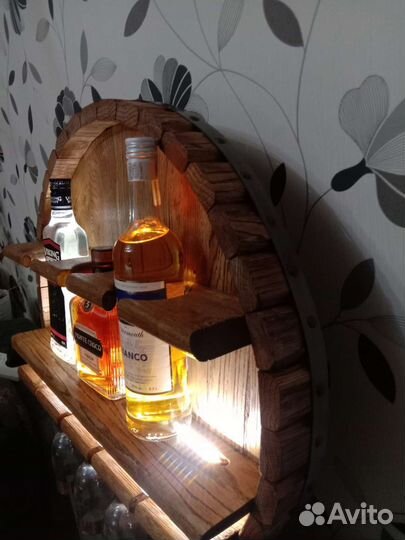 Алко бар с подсветкой материал дуб
