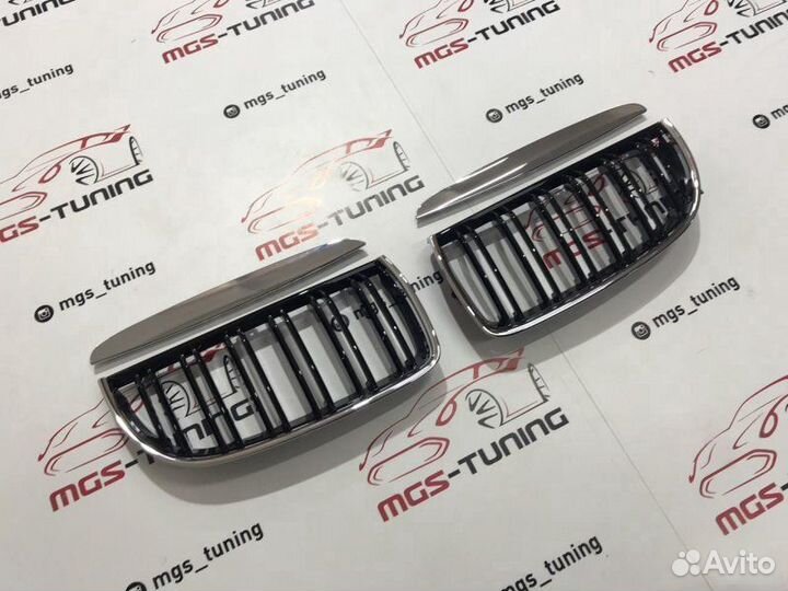 Ноздри BMW 3 серии E90 05-08 Черный глянец + Хром