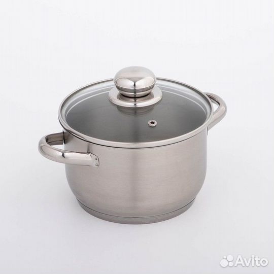 Кастрюля «Славяна», 1,75 л, d16 см, стеклянная кры