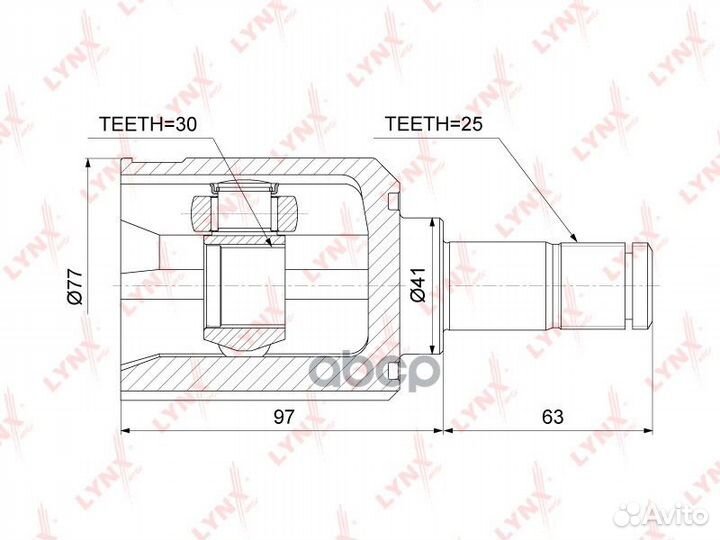 Шрус внутренний перед прав/лев CI3736 lynxauto
