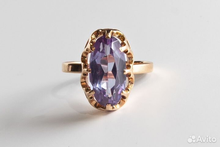 Золотой комплект с александритами, винтаж (СССР)