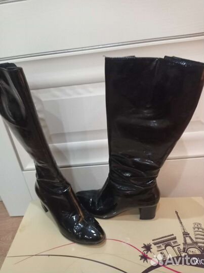 Сапоги Эконика лаковые черные