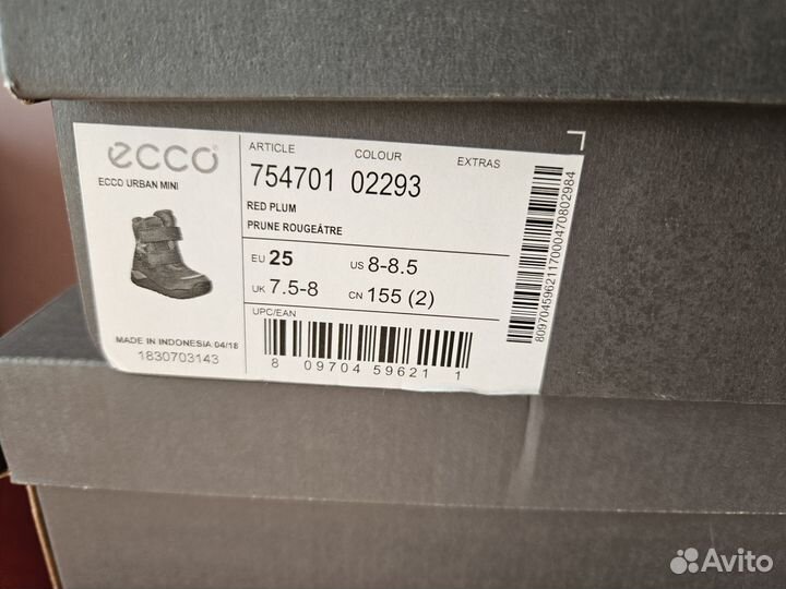 Сапоги детские зимние ecco urban mini 25