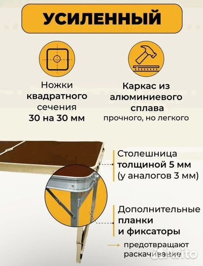Стол усиленный складной 4 стула