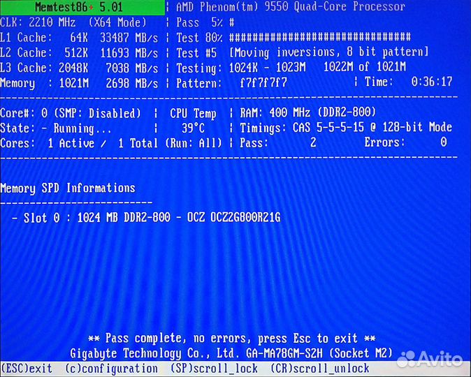 DDR2 1gb 800mhz 2rank CL4-5-5-15 OCZ Gold