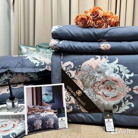 Постельное с одеялом roberto cavalli хлопок