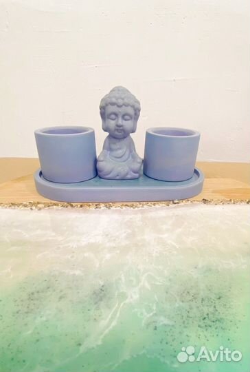 Поднос, подсвечник шкатулка из гипса и бетона