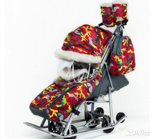 Коляска сани с колесами