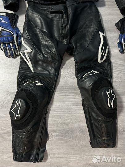 Мотокуртка и штаны кожаные 48 размер