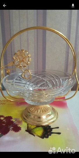 Ваза для фруктов металлическая стекло