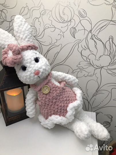 Вязанные игрушки в наличии, зайка, кролик