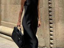 Шелковое платье черное, размер 44