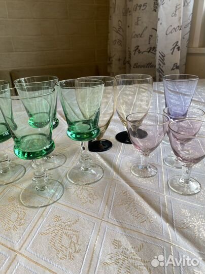 Фужеры рюмки бокалы СССР цветное стекло