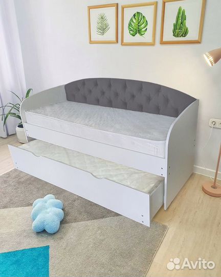 Кровать лдсп велюр детская доп место