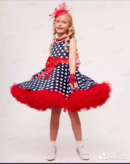 Детское нарядное платье стиляги в горох