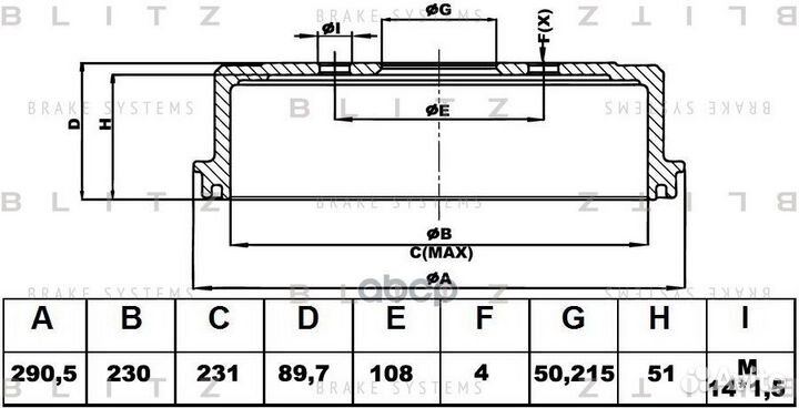 Барабан тормозной зад Blitz BT0110 BT0110 Blitz