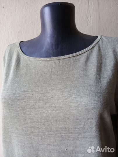 Лонгслив льняной 100 лен фисташковый 48