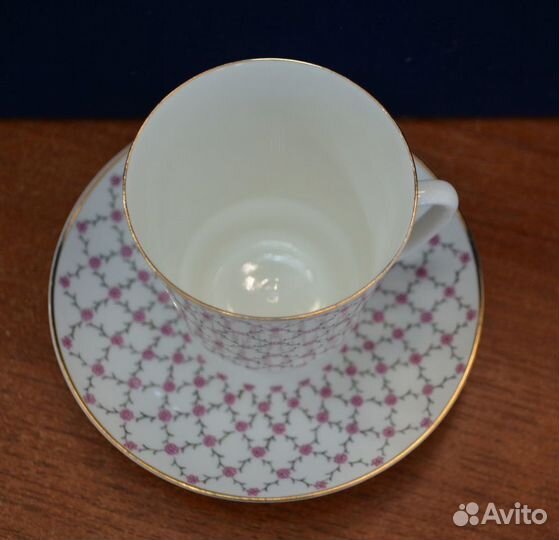 Фарфоровая кофейная пара - цветочная сетка. лфз
