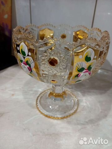 Ваза для конфет хрустальная с золотом Bohemia