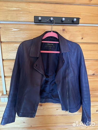 Кожаная куртка женская, темно-синяя, размер L