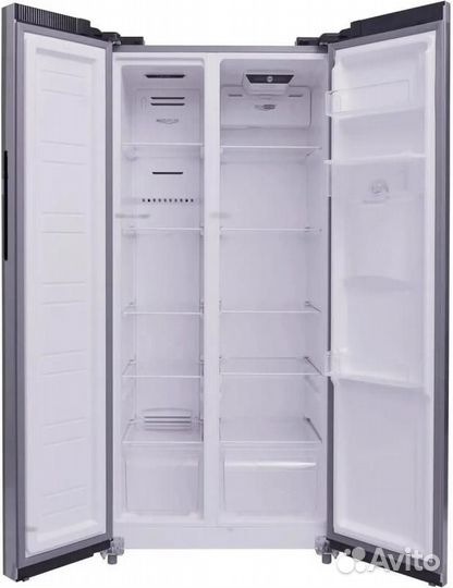 Холодильник двухкамерный Hyundai CS4086F Side by Side, нержавеющая сталь