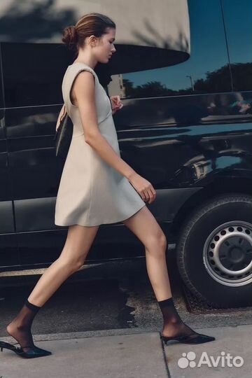 Zara оригинал блестящие мини платье с плечеками