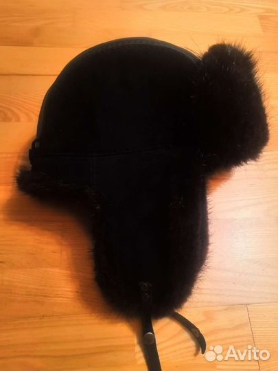 Шапка ушанка мужская натуральный мех и кожа