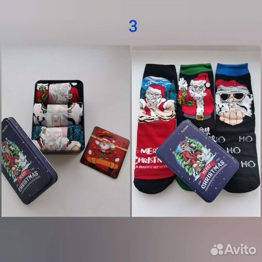 Носки 3 пары новогодние подарочные