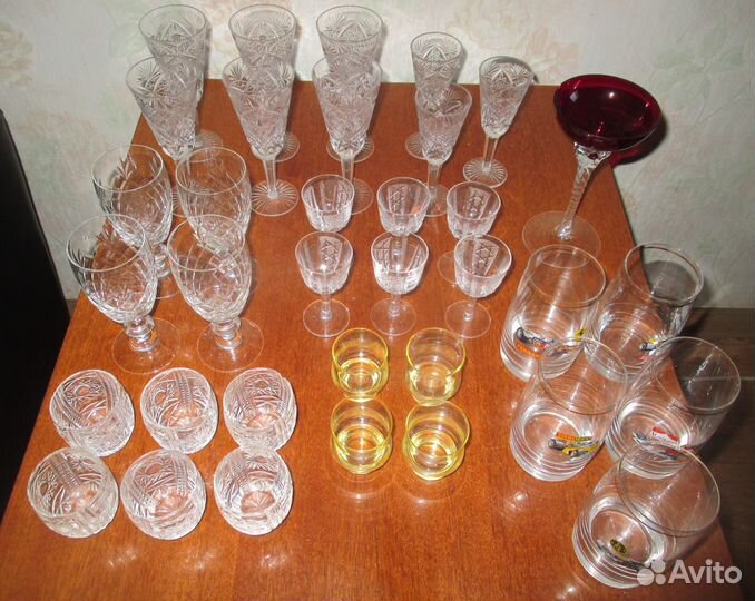 Фужеры, бокалы, рюмки хрустальные СССР, Чехослов