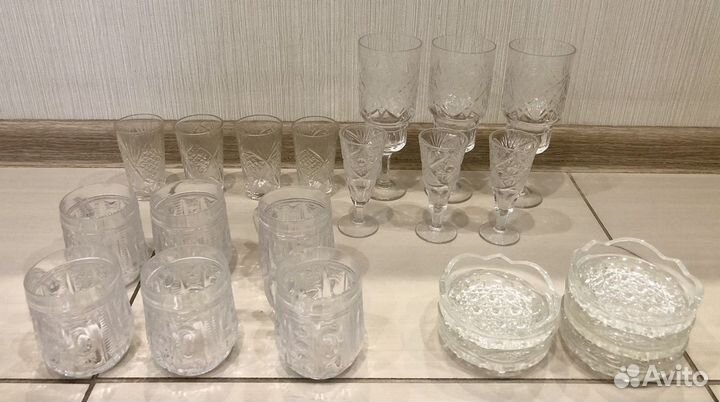 Хрусталь СССР бокалы, ваза, блюдца
