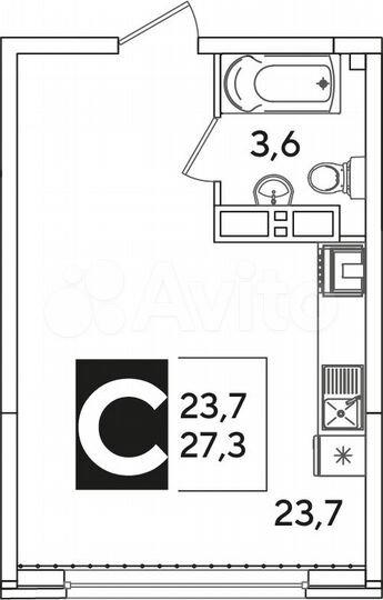 Квартира-студия, 27,3 м², 10/16 эт.
