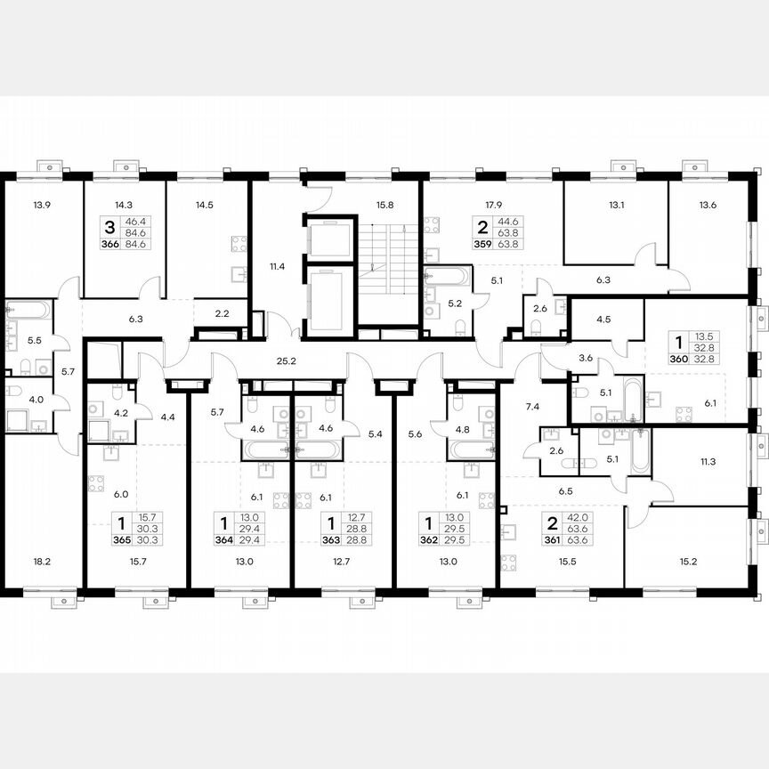 2-к. квартира, 63,6 м², 13/23 эт.