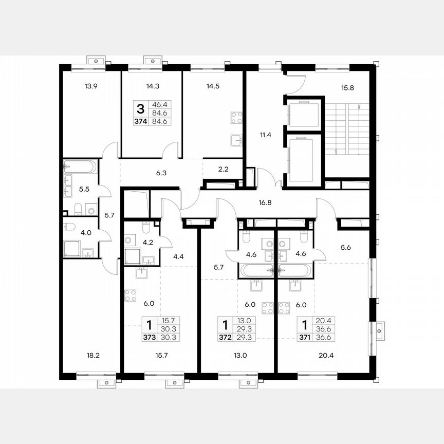 3-к. квартира, 84,6 м², 15/23 эт.