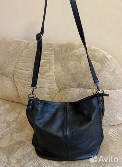 Женская кожаная сумка через плечо, черная, Италия