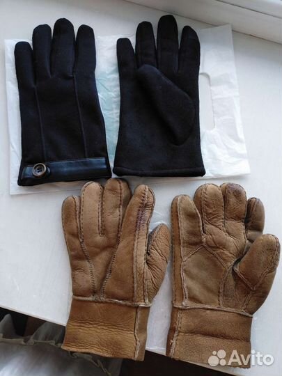 Перчатки муж. дублёные, натуральные, б/у