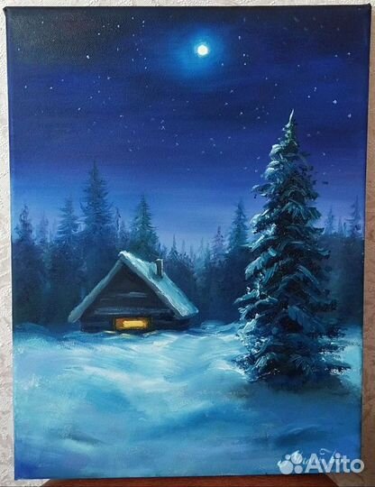Картина маслом лунная ночь