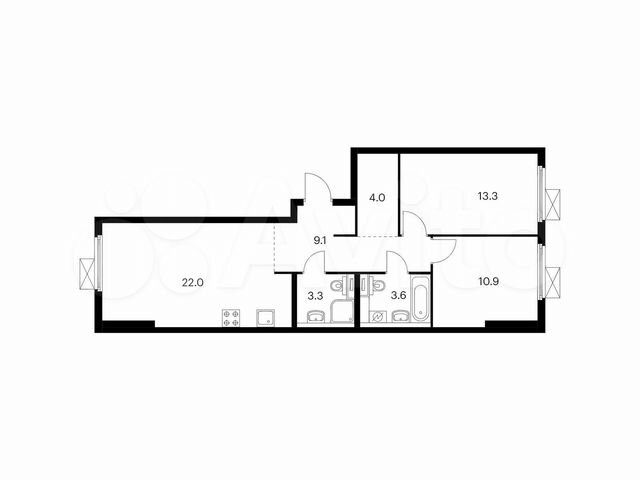 2-к. квартира, 66,2 м², 9/33 эт.