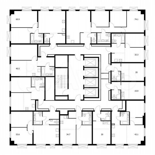 2-к. квартира, 53,6 м², 11/33 эт.