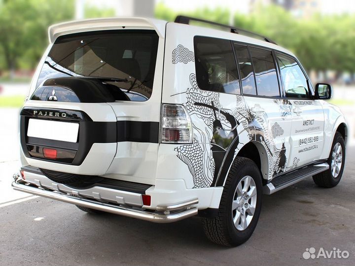 Защита заднего бампера Mitsubishi Pajero IV, 2015г