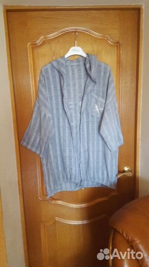 Кордиган голубой лен хлопок 52-54-56 Италия