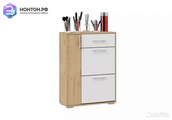 Тумба для обуви Ханна дуб крафт золотой / белый яс