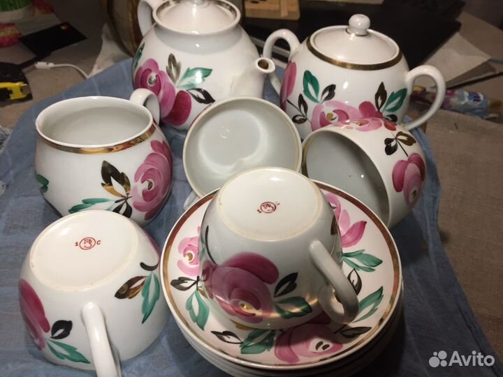 Антикварный сервиз песочное СССР В идеале