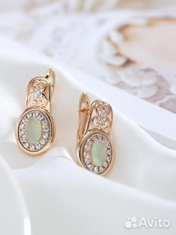 Серьги позолоченные с циркономи